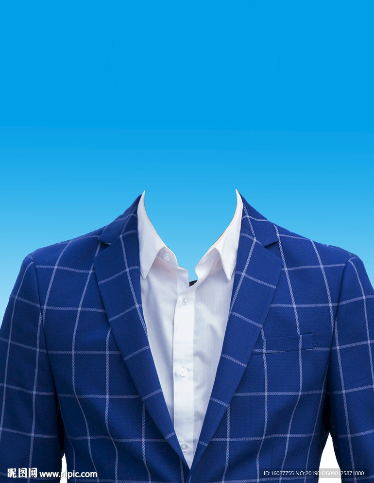 男生蓝色西服衬衫