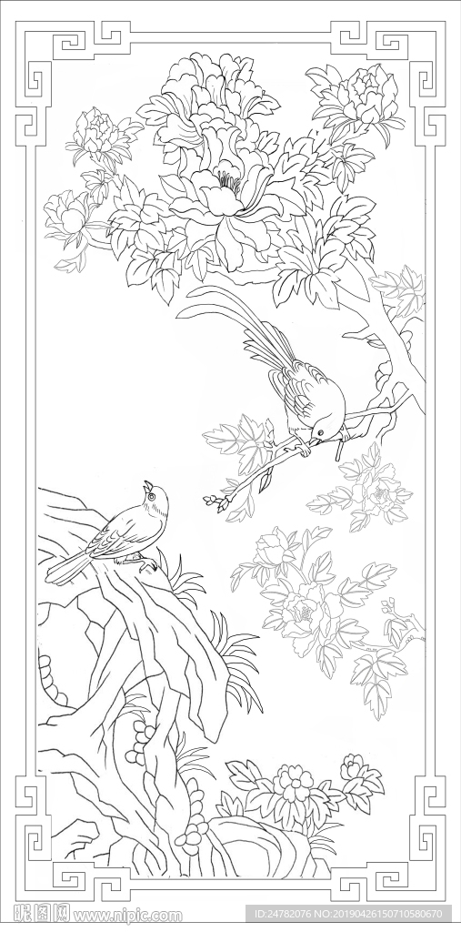 牡丹花鸟