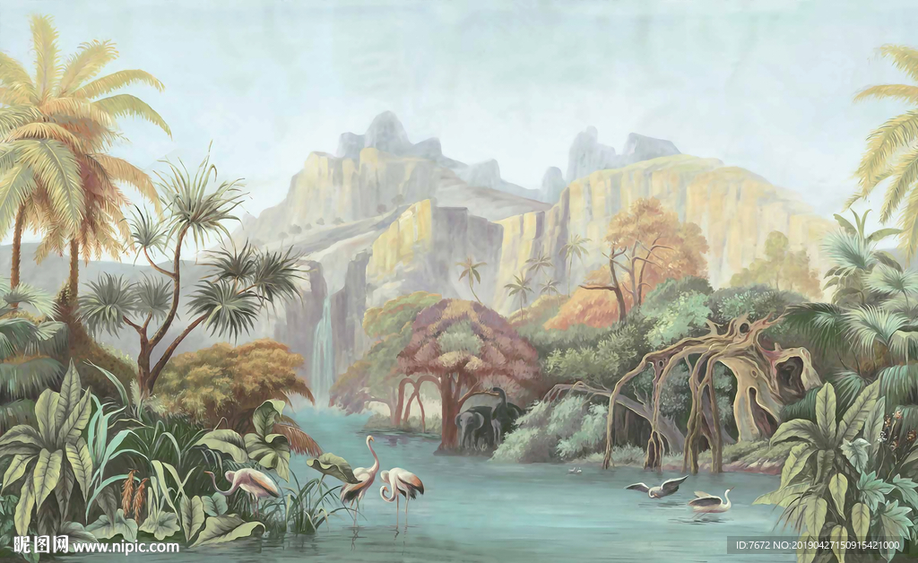 岸芷汀兰天堂湖畔热带雨林植物