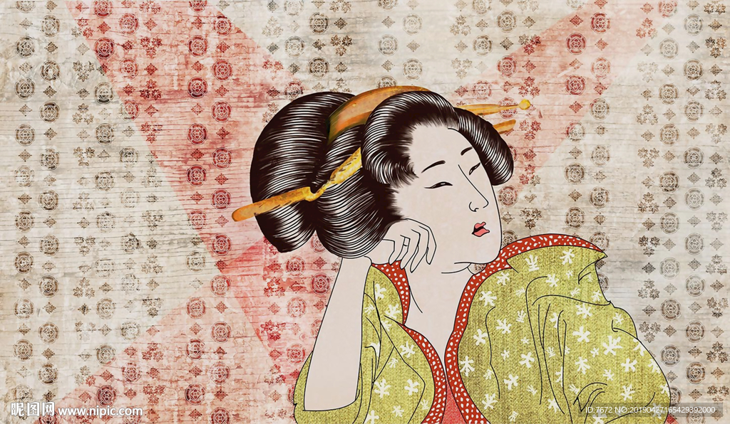 浮世绘日式背景墙布壁紙烤肉料理