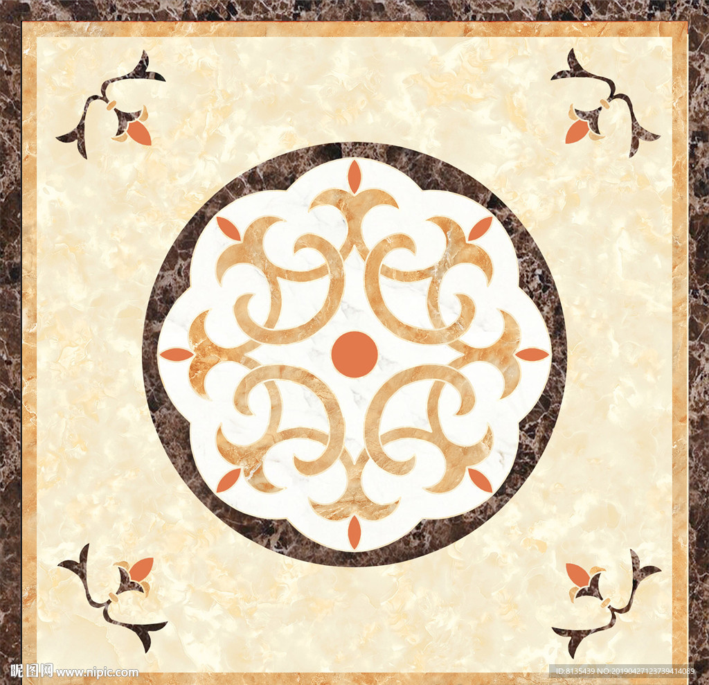 大气米黄大理石水刀拼花