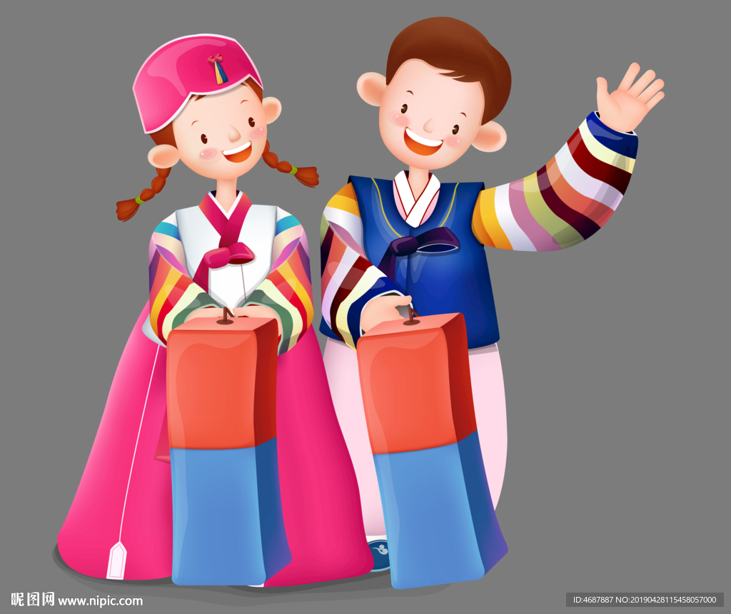 韩国童男童女传统服饰