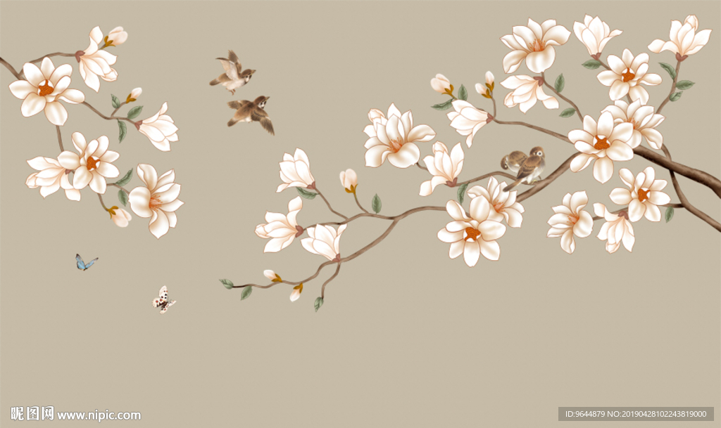 手绘花鸟