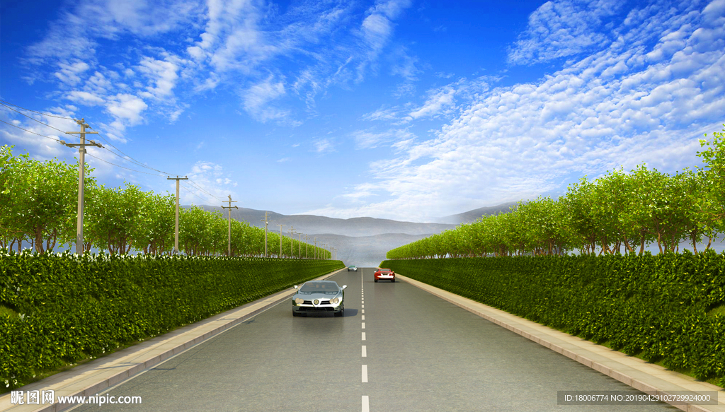 道路绿化效果图