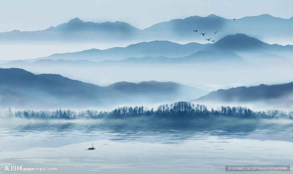 新中式抽象写意水墨山水