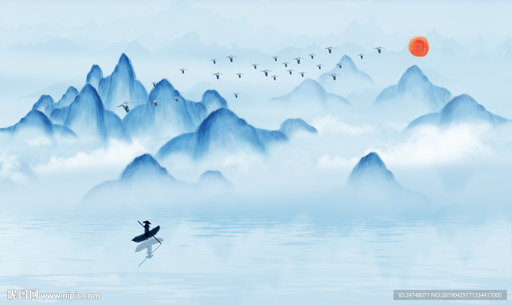 中国风抽象写意山水