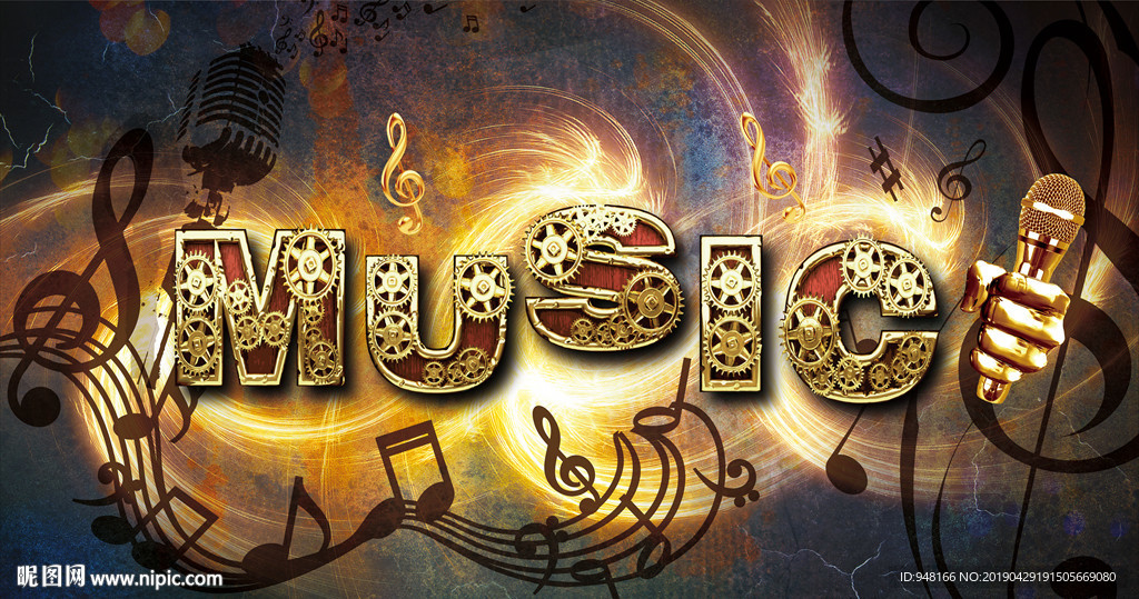 音乐主题金色装饰画背景墙