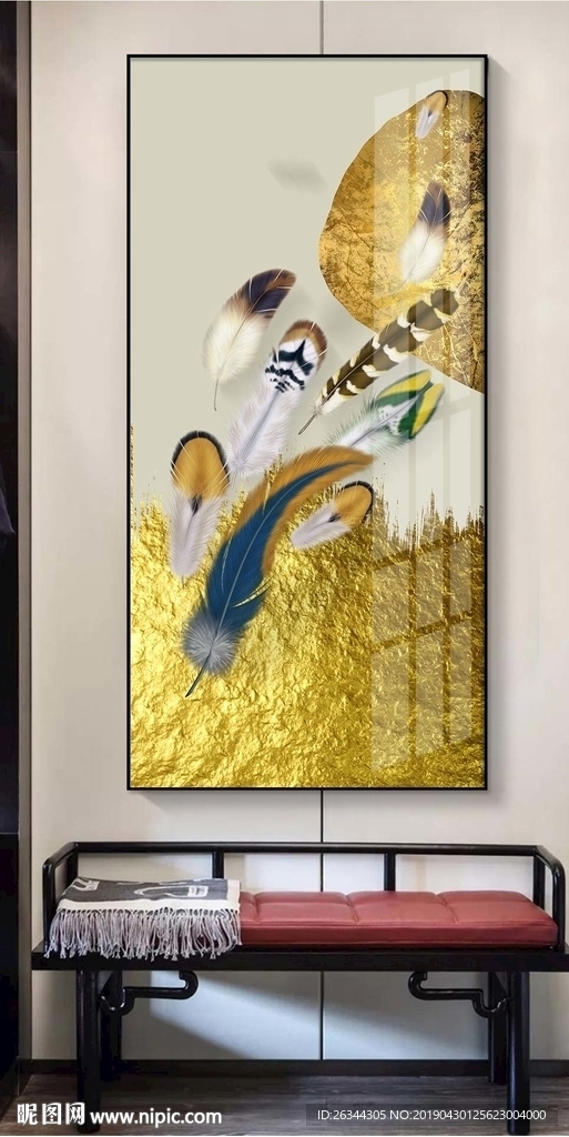 轻奢羽毛金色装饰画