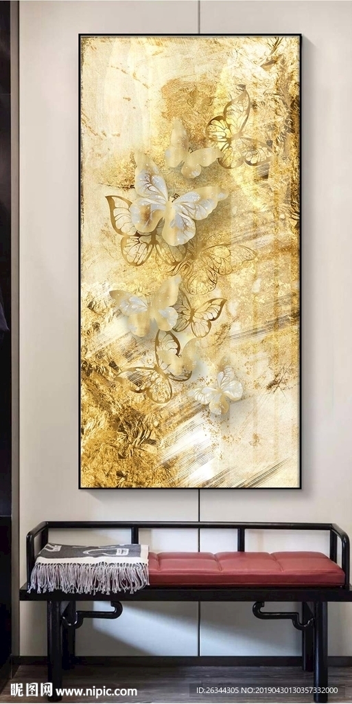 别墅玄关蝴蝶装饰画