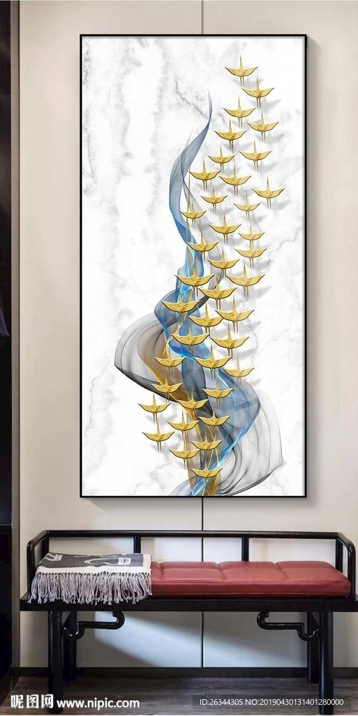 玄关飞鸟线条装饰画