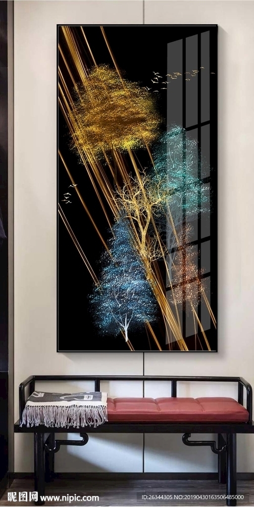 玄关抽象发财树装饰画平面图