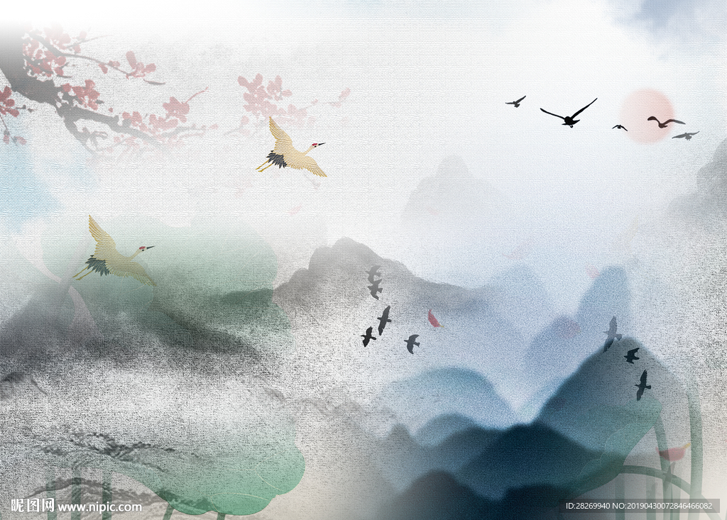 黑白山水画