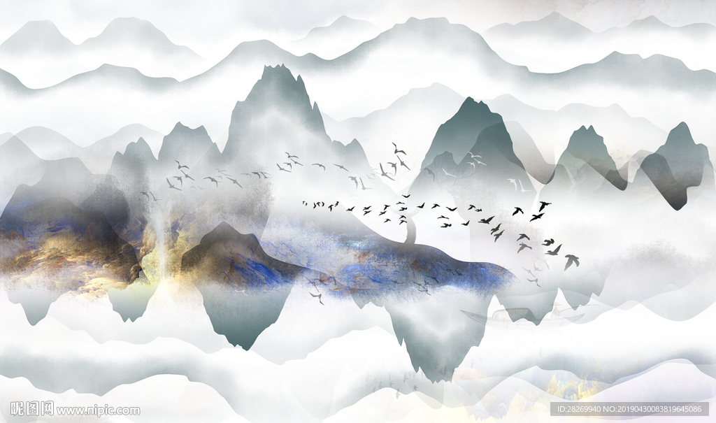 黑白山水画