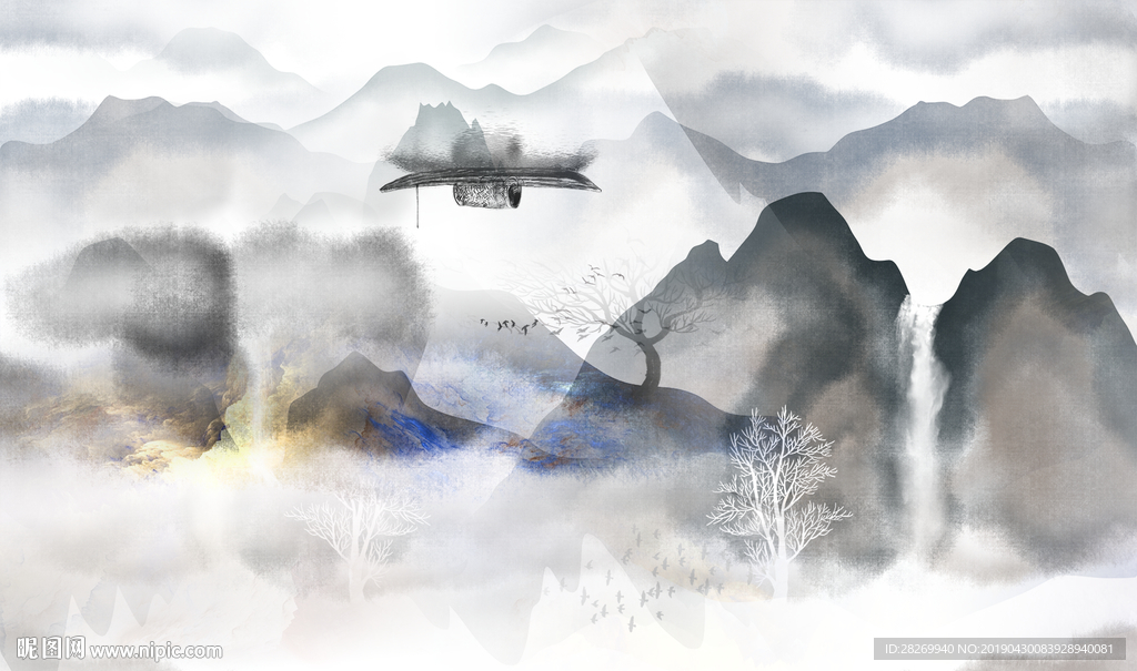 黑白山水
