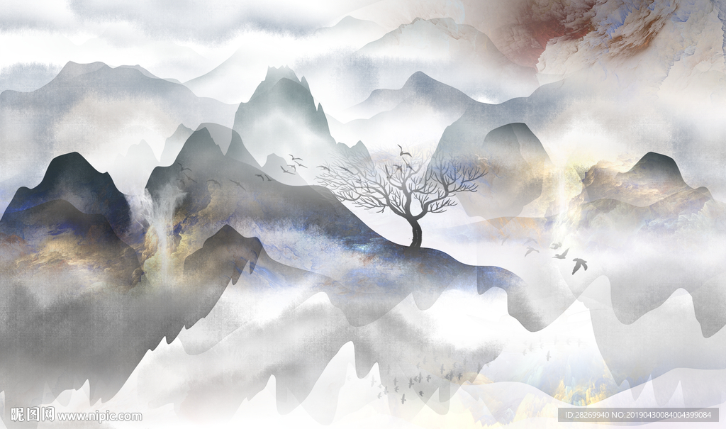黑白山水画
