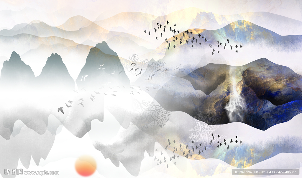 黑白山水画