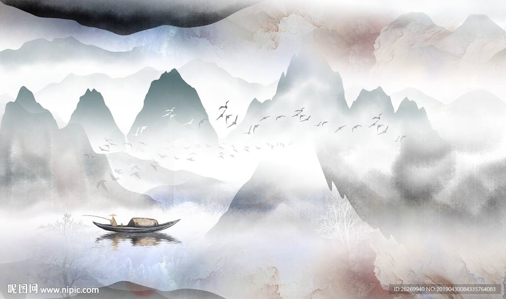 黑白山水画