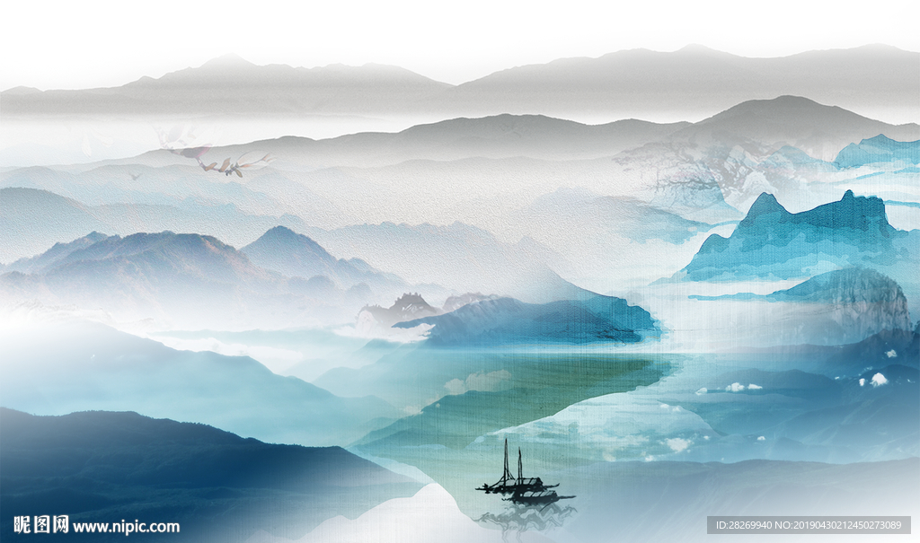 黑白山水