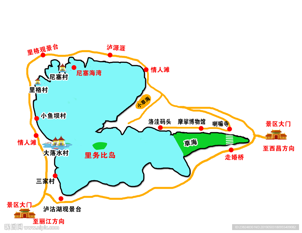 泸沽湖景区地图图片