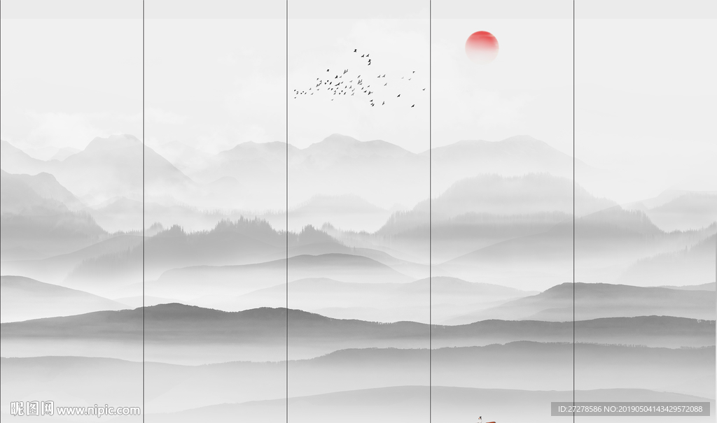 大型山水画 山水背景墙