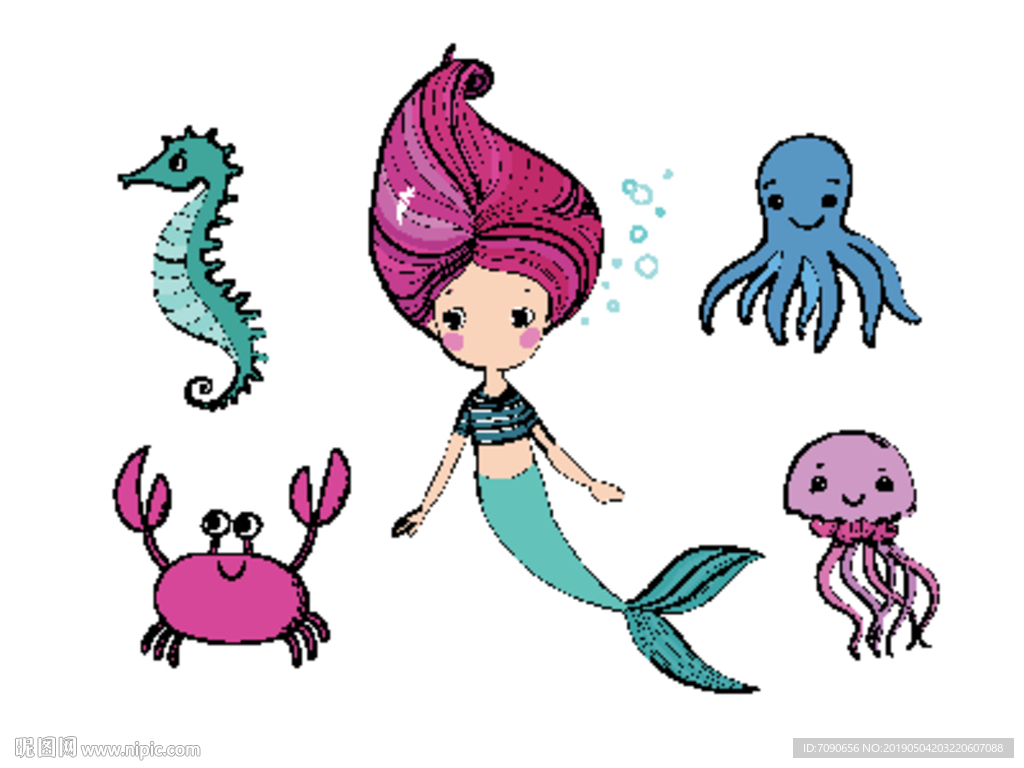 手绘海洋生物
