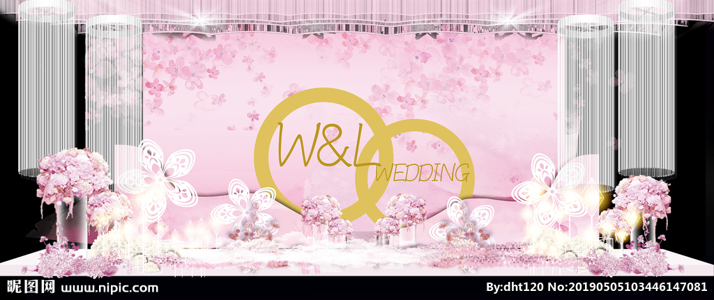 粉色婚礼效果图制作背景