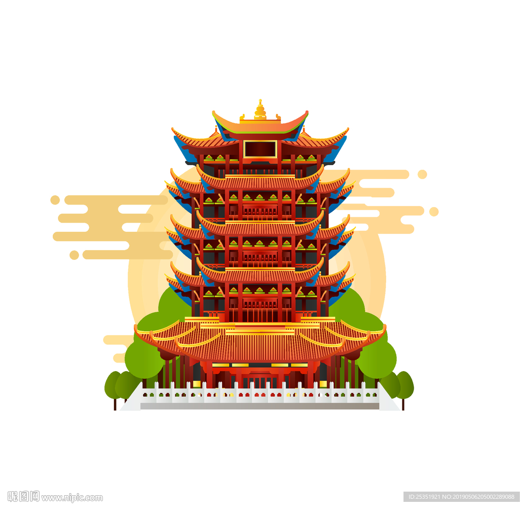 黄鹤楼矢量图