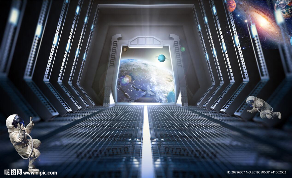 高清3D立体宇宙飞船的隧道