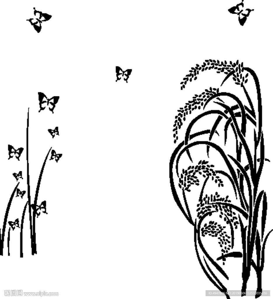 蝴蝶小麦矢量图