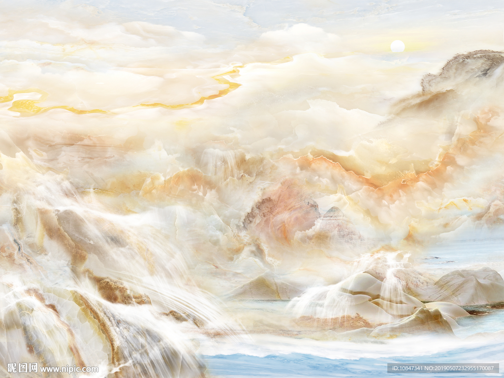 山水大理石 高山流水 流水生财