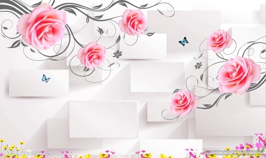 3D玫瑰花