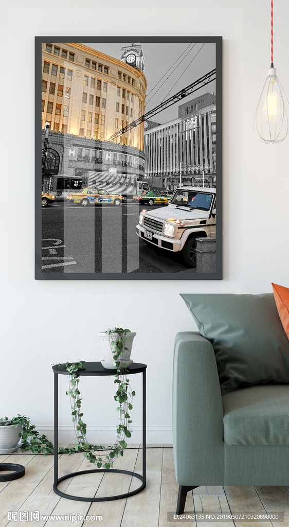 北欧现代建筑街头瓷晶装饰画