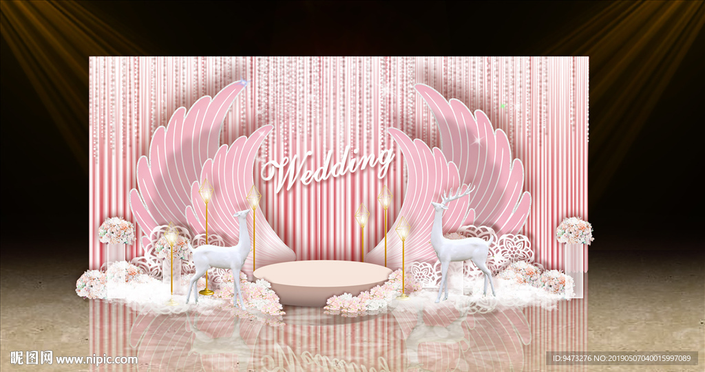 天使羽毛粉色婚礼迎宾区