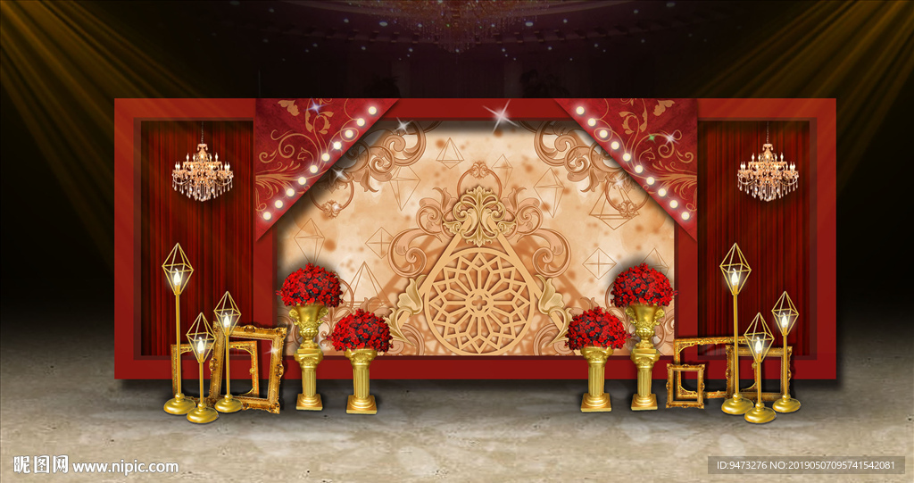 红色欧式婚礼迎宾区