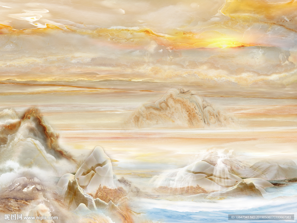 山水大理石 高山流水 流水生财