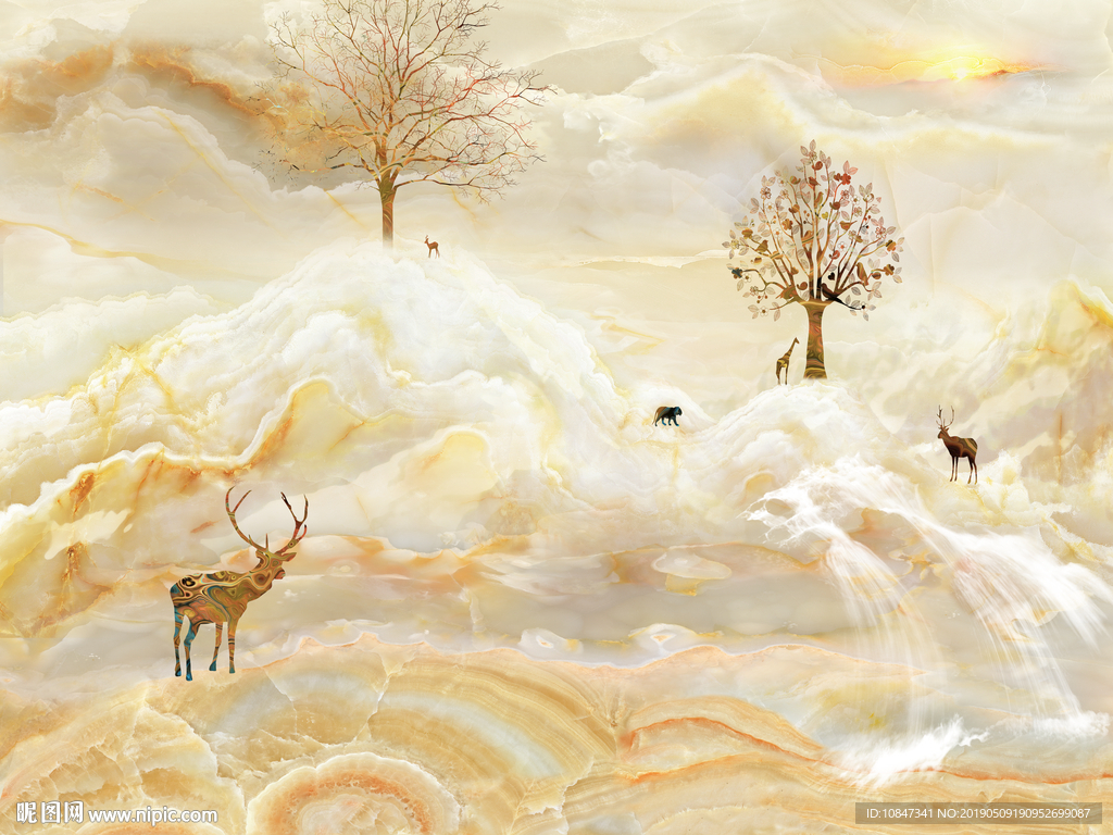 山水大理石 高山流水 流水生财