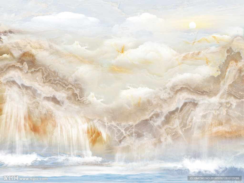 山水大理石 高山流水 流水生财