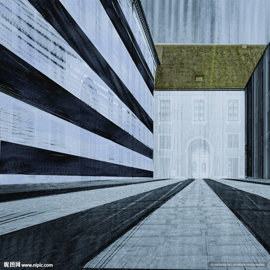 现代黑白建筑装饰画挂画素材