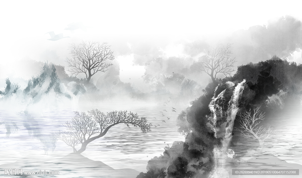 水墨山