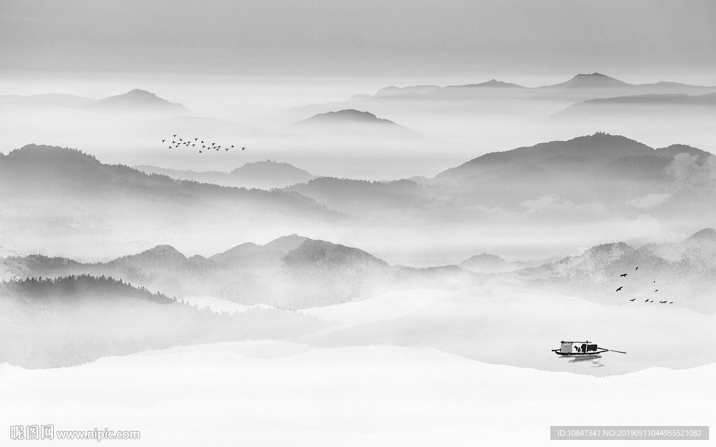 中国风   抽象山水画 大厅装