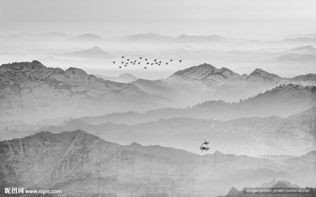 中国风   抽象山水画 大厅装