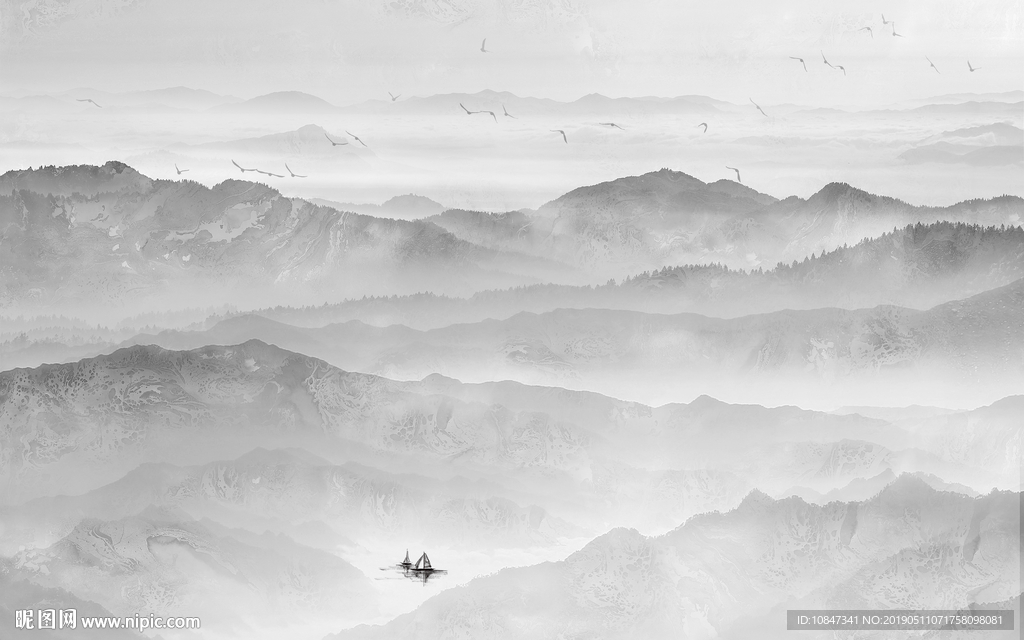 中国风   抽象山水画 大厅装