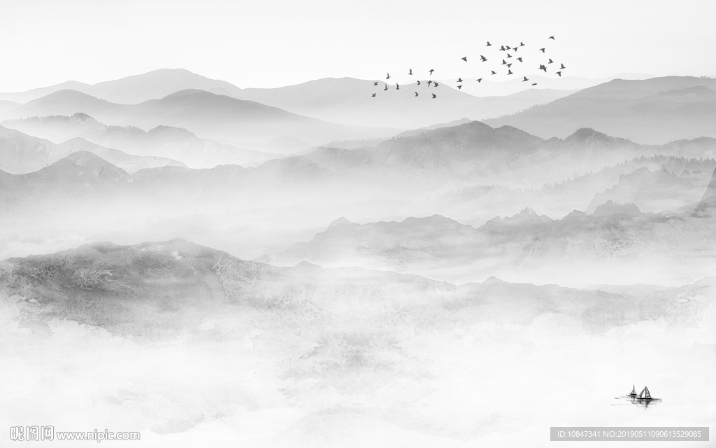 中国风   抽象山水画 大厅装