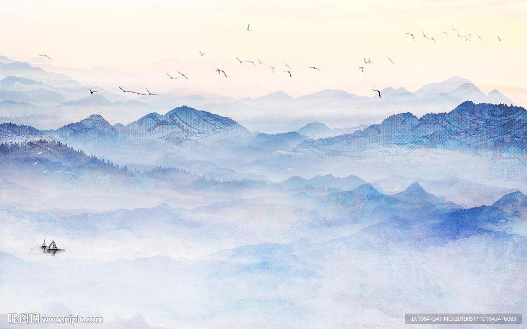 中式水墨山水 山水情 水墨画