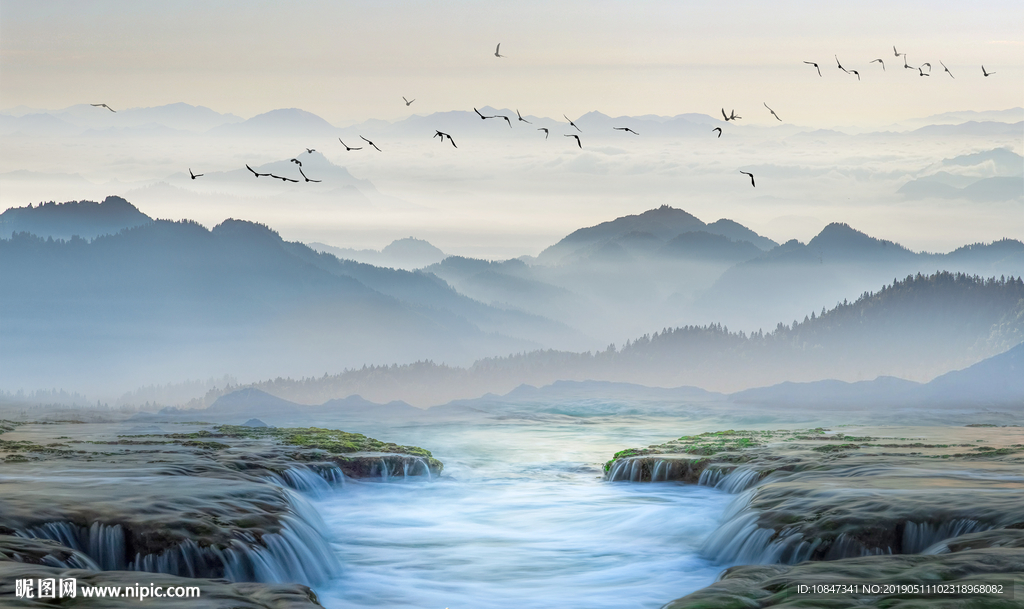 中式水墨山水 山水情 水墨画