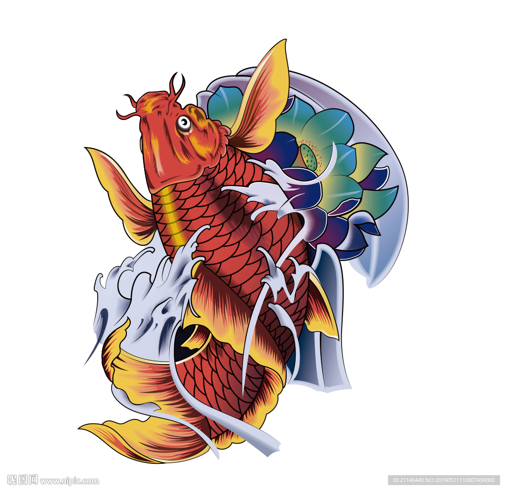 鲤鱼纹身矢量图
