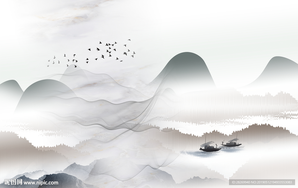水墨山