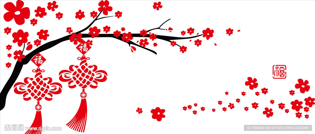 硅藻泥福中国结梅花