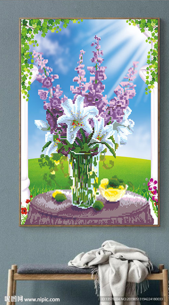 北欧鲜花薰衣草植物装饰无框画