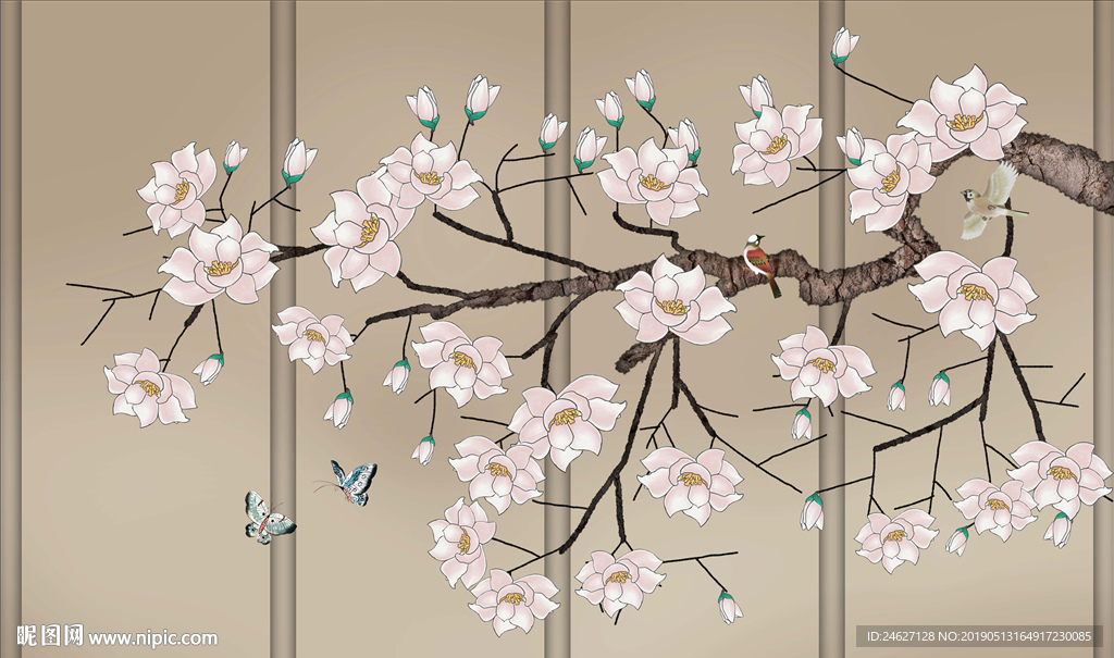 手绘玉兰